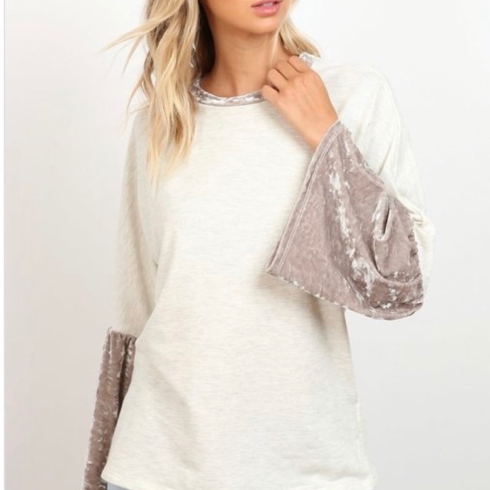 Hummingbird Velvet Bell Sleeve Top